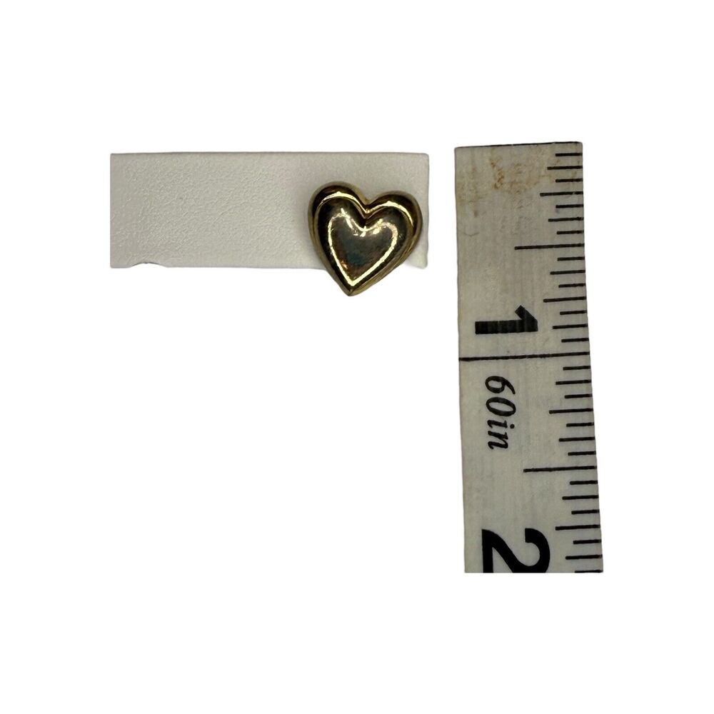 Vintage Gold-Tone Metal Love Puffy Heart Stud Earrings Women's Fashion Jewelry - Picture 5 of 6